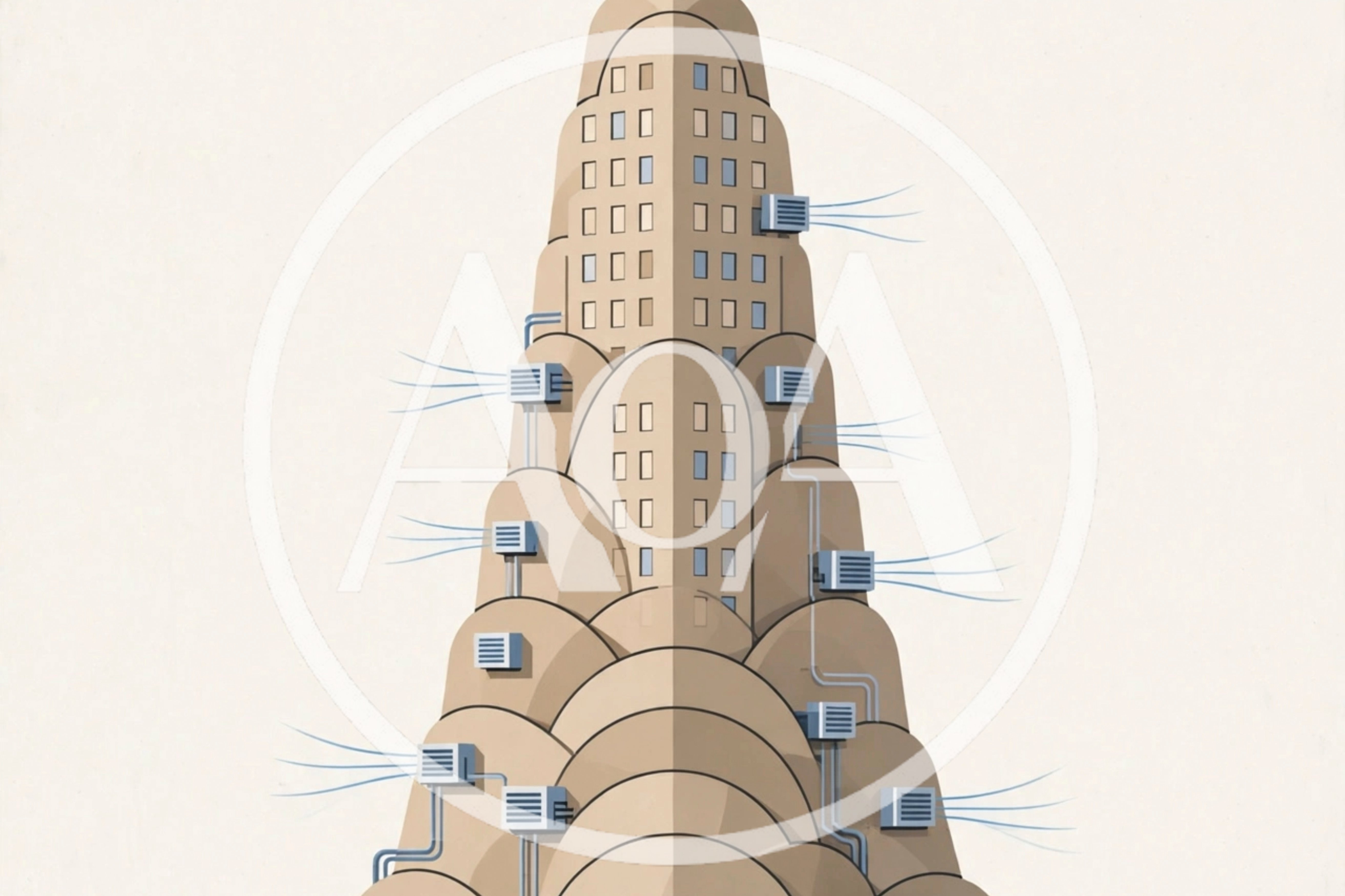 Minimalist Illustration Of A Stylized Art Deco Skyscraper