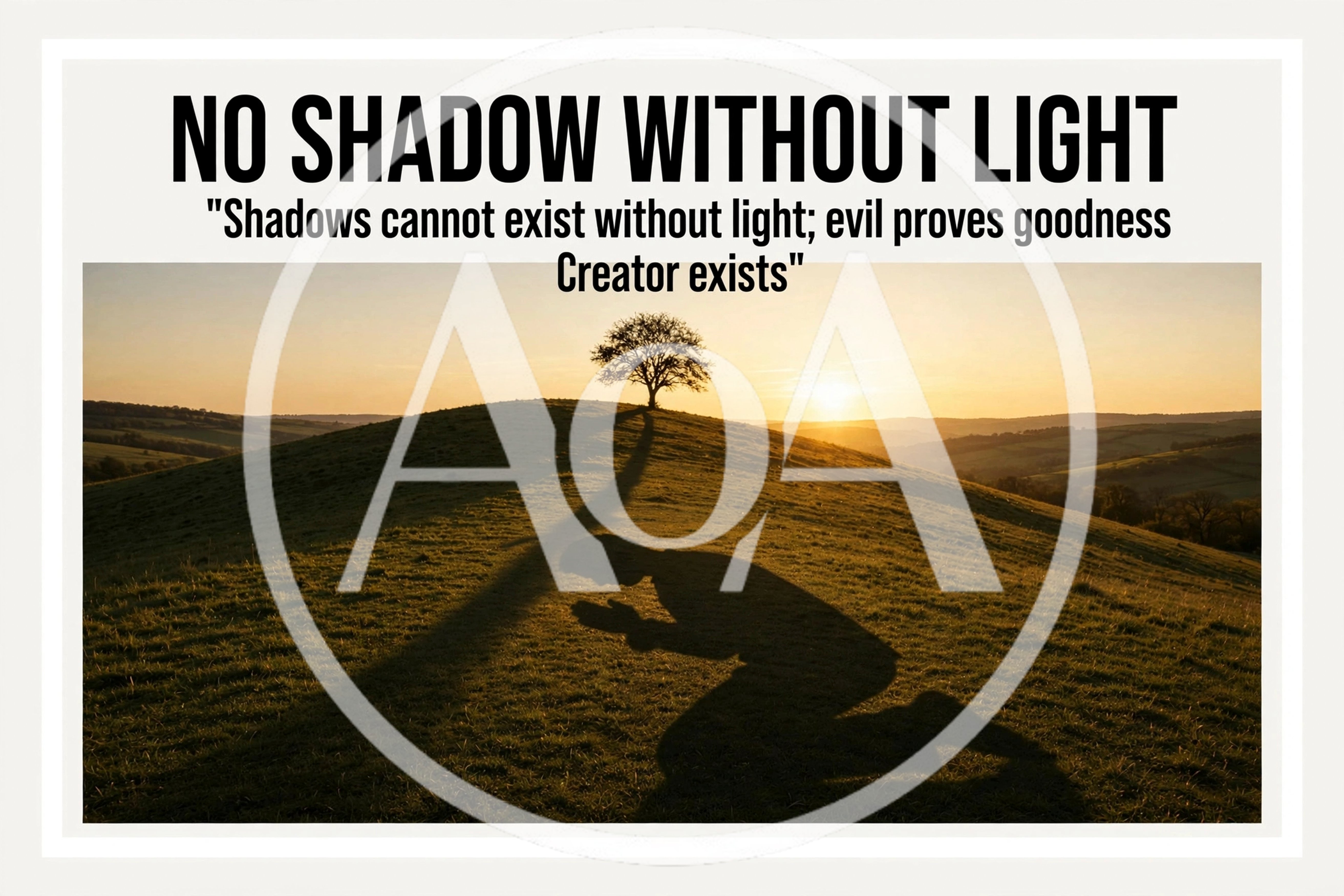 Shadow Of A Kneeling Person On A Grassy Hill