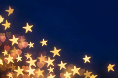 Golden Star And Heart Shaped Bokeh Lights