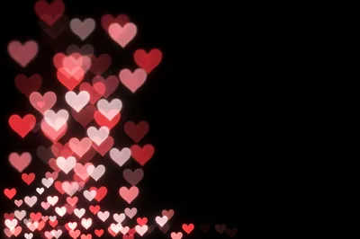 Floating Red Heart Bokeh Background