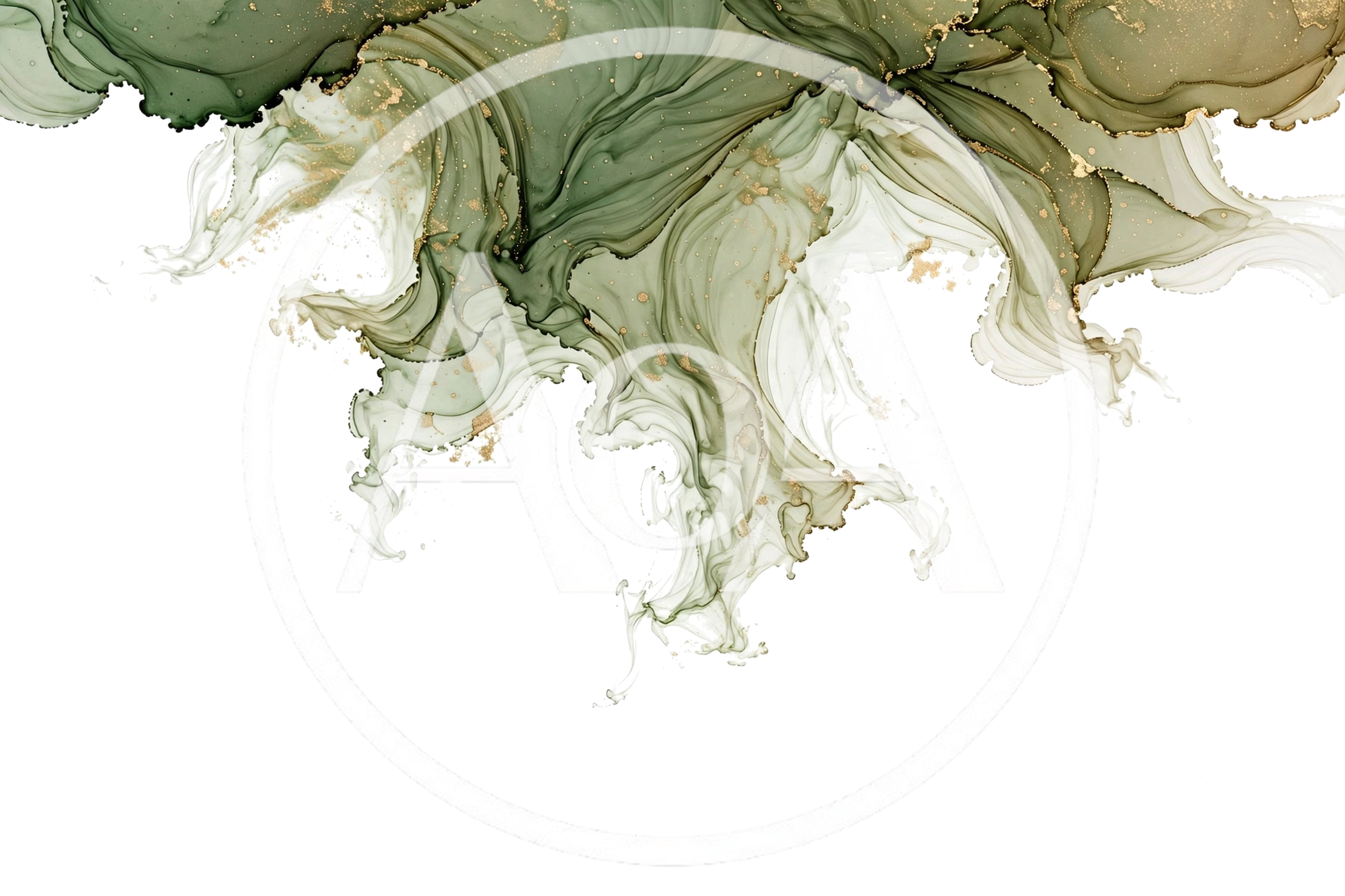Abstract Green And Gold Alcohol Ink Background