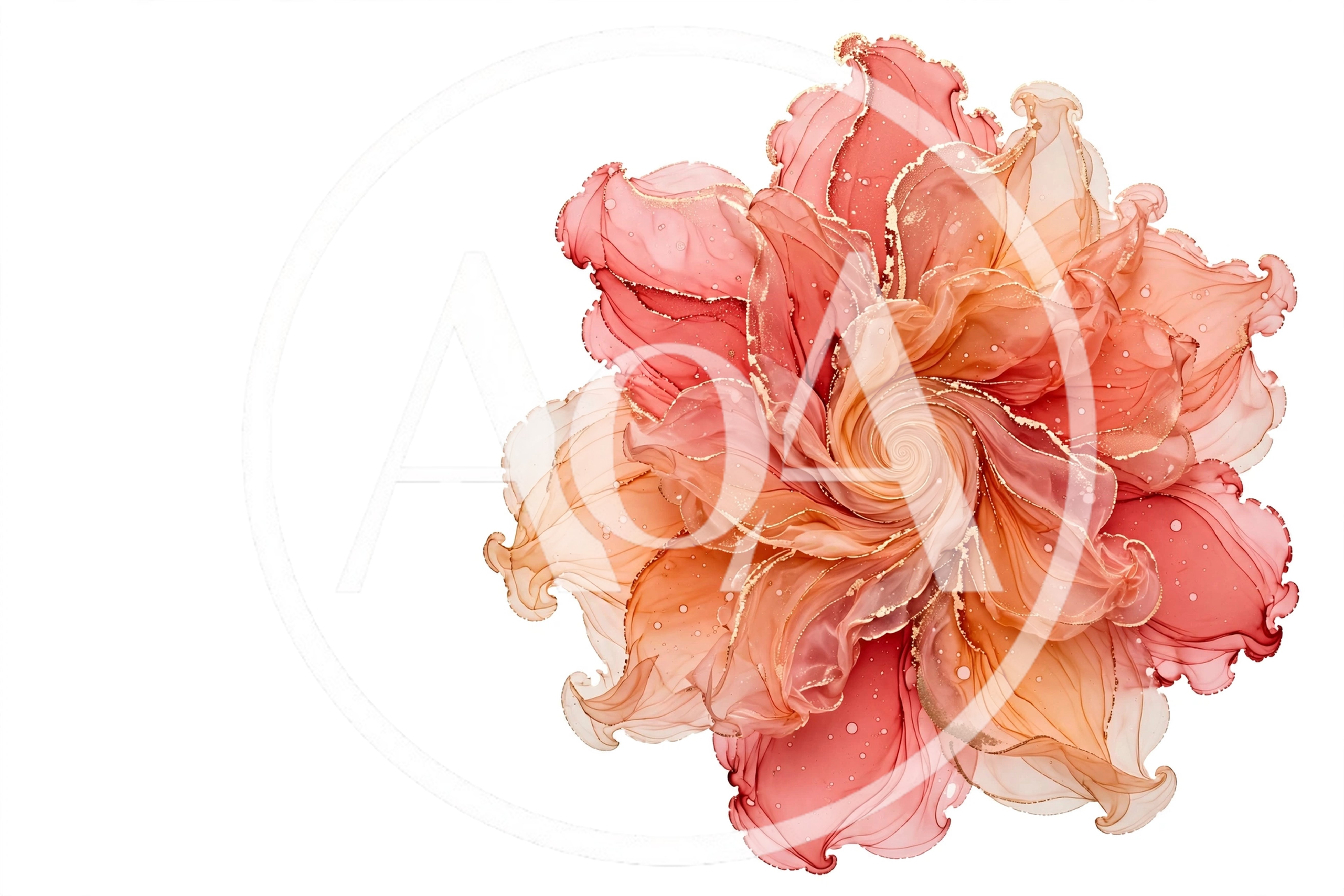Abstract Alcohol Ink Flower With Gold Accents