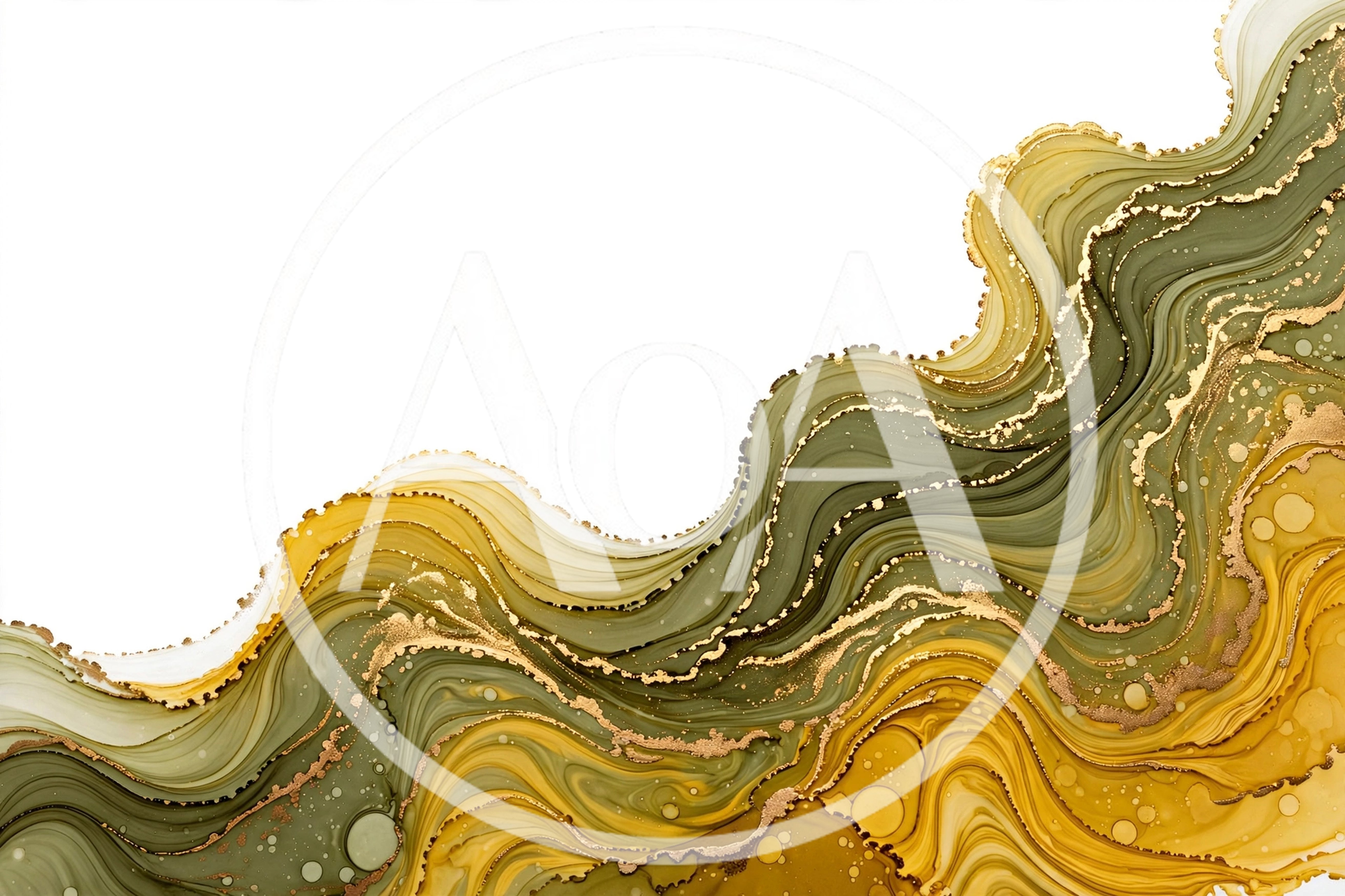 Abstract Alcohol Ink Background With Gold Veins