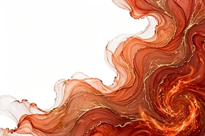 Abstract Fluid Art With Swirling Red And Gold Tones