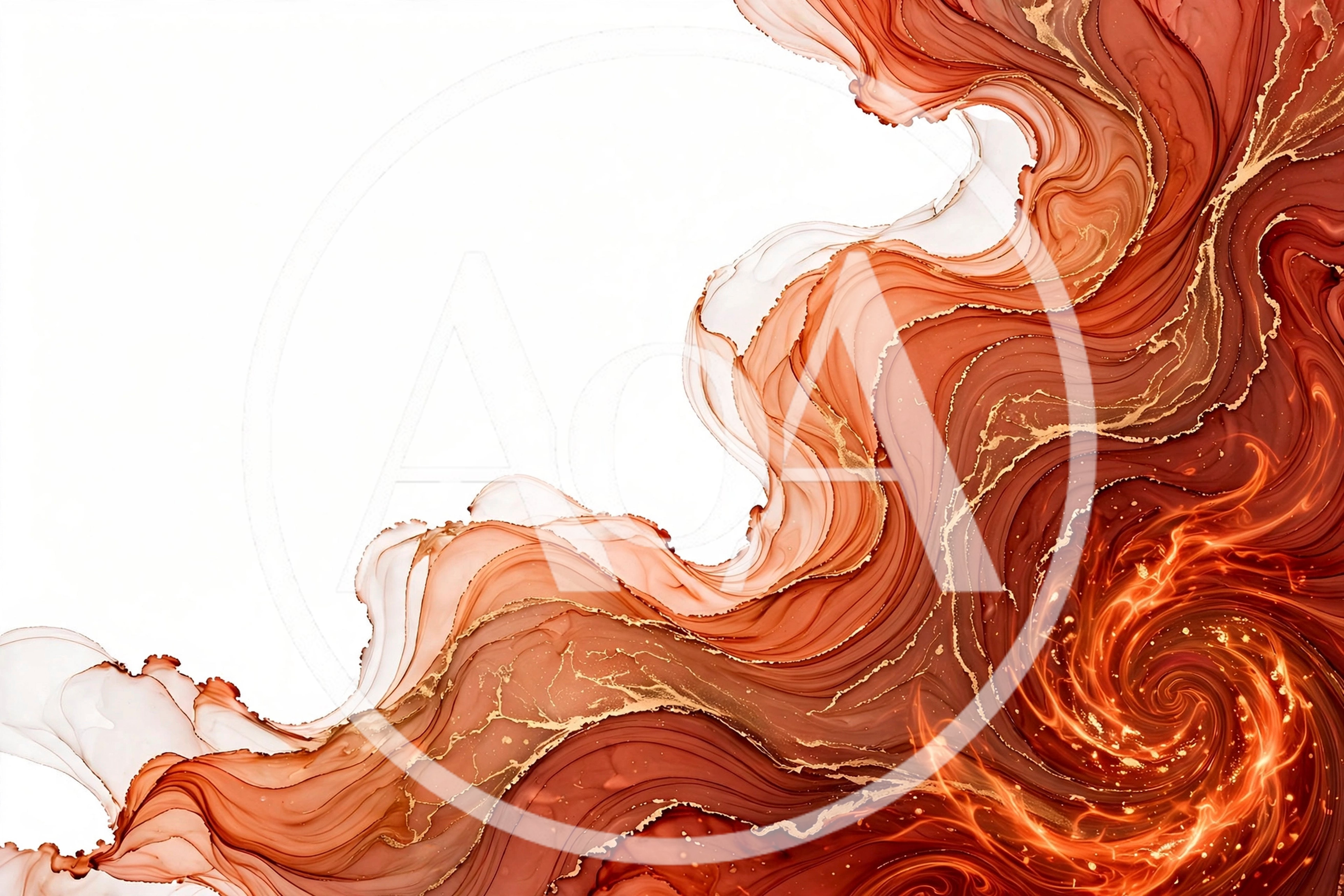 Abstract Fluid Art With Swirling Red And Gold Tones