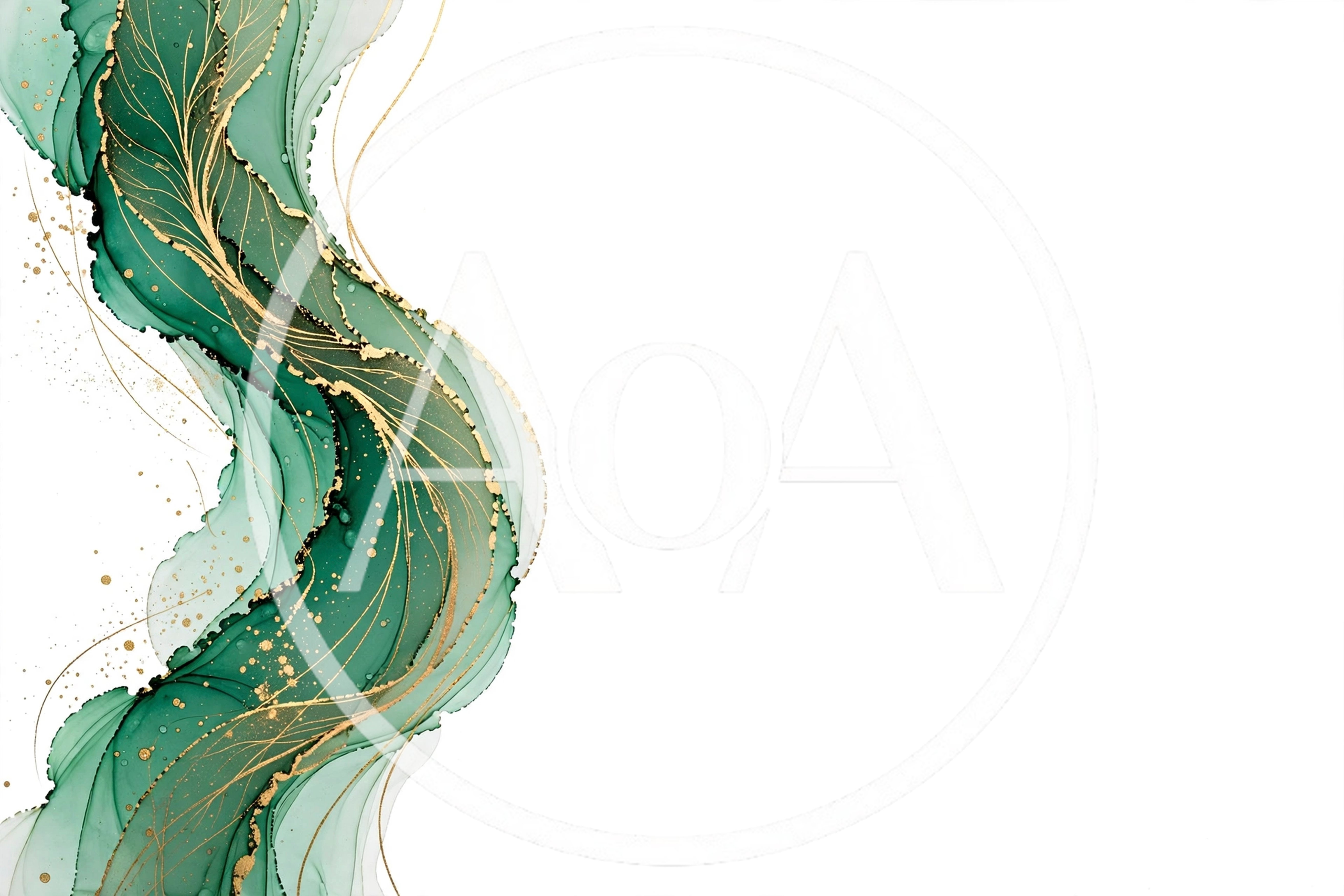 Abstract Green And Gold Alcohol Ink Background