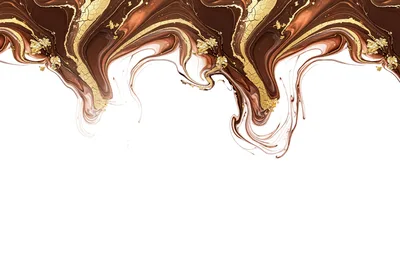 Abstract Liquid Chocolate and Gold Leaf Swirls