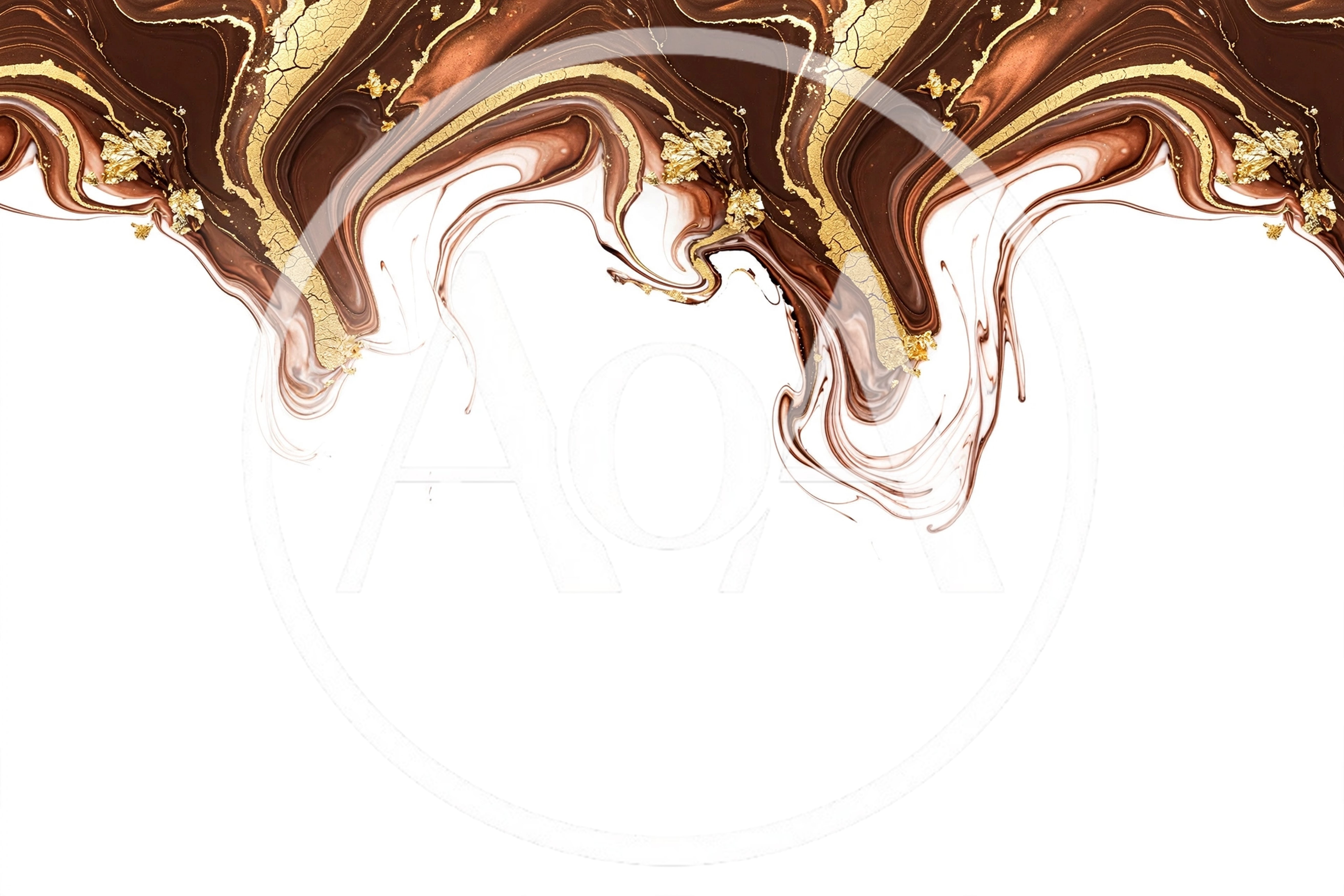 Abstract Liquid Chocolate and Gold Leaf Swirls