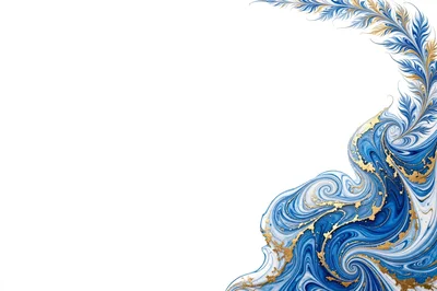 Abstract Blue And Gold Marble Swirl Background