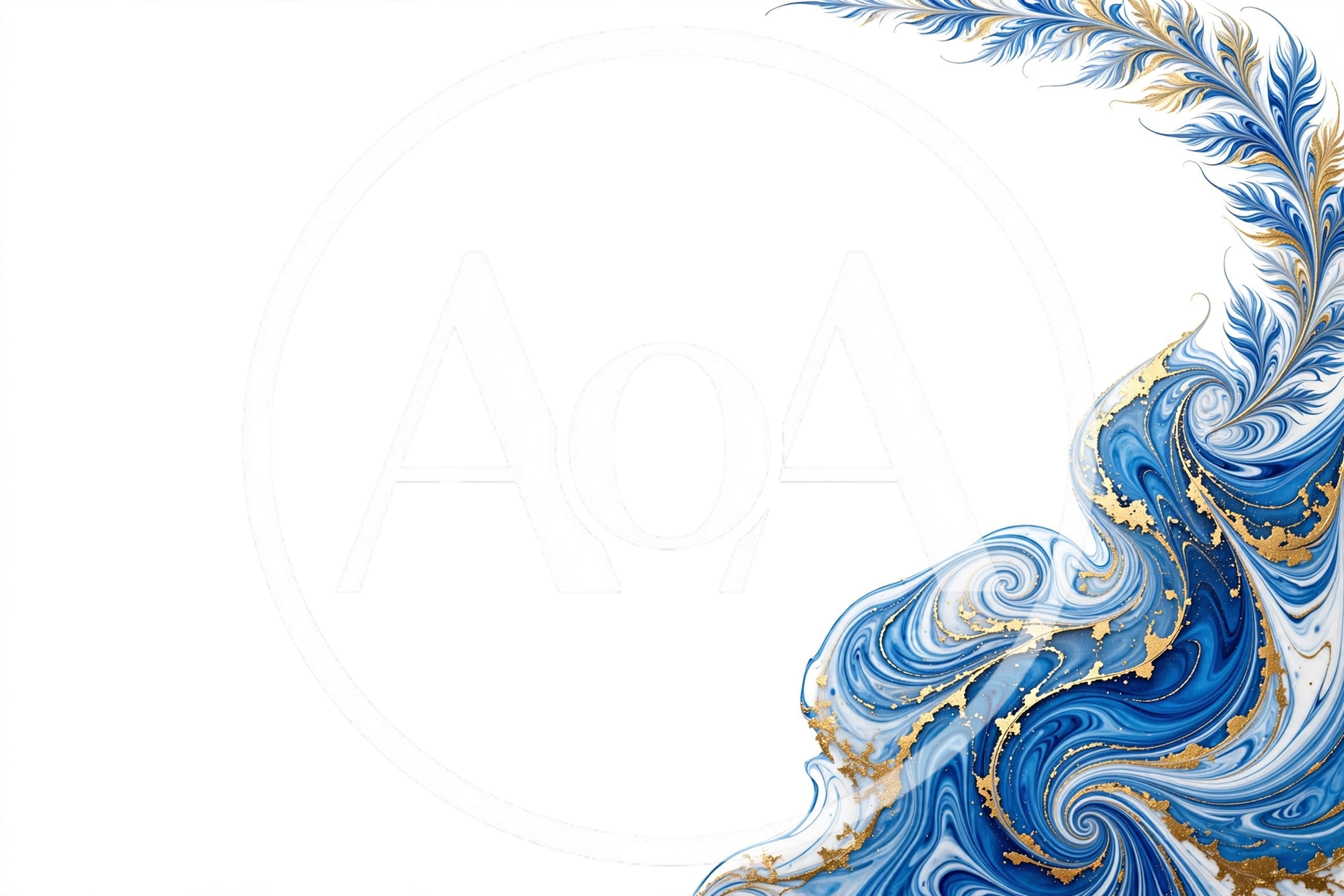Abstract Blue And Gold Marble Swirl Background
