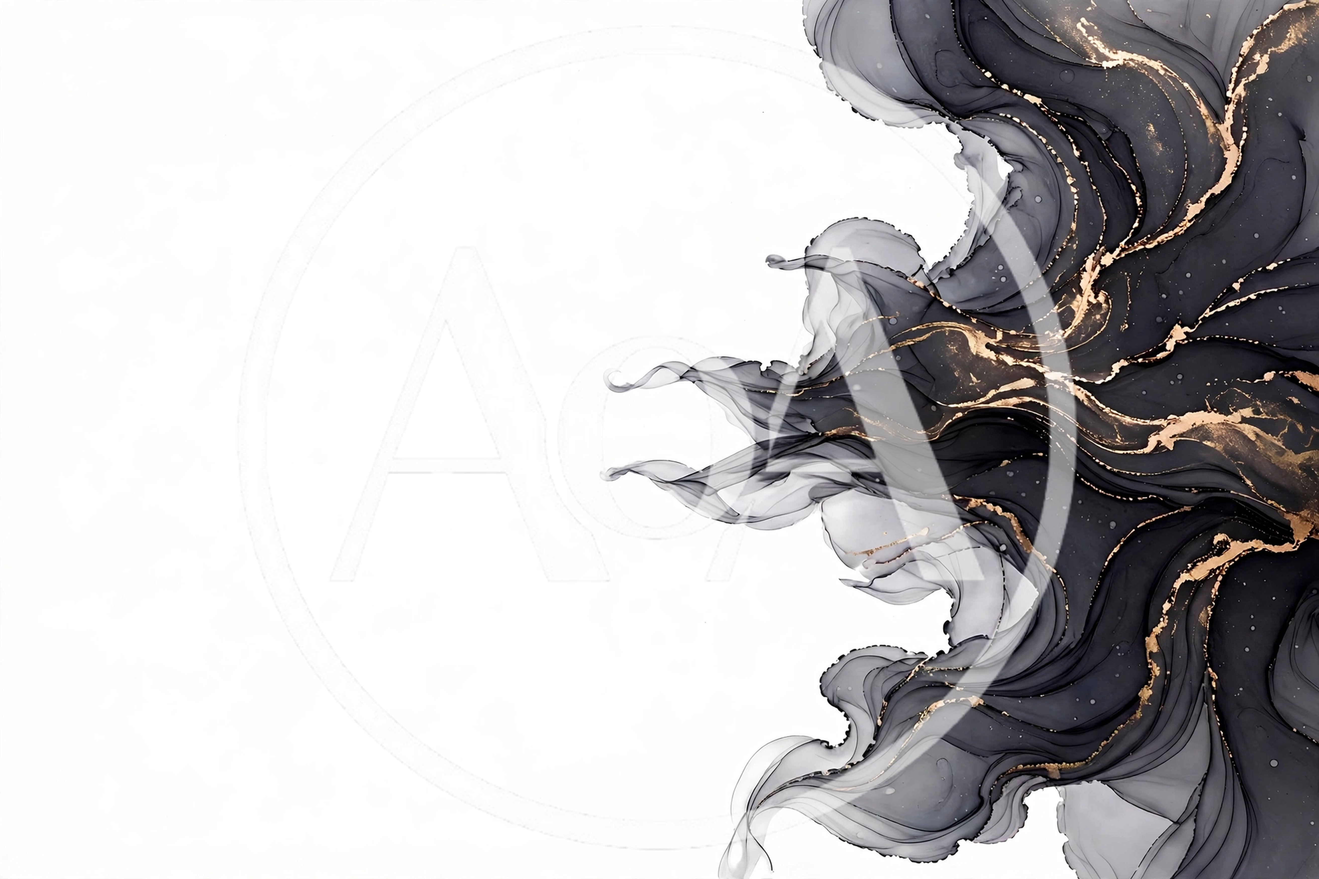 Abstract Black And Gold Alcohol Ink Flowing Background