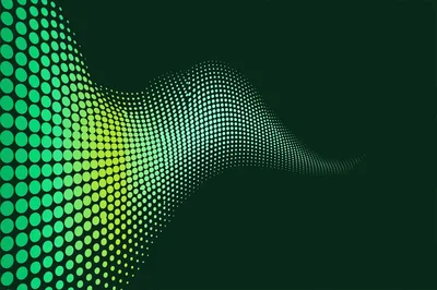 Abstract Green And Yellow Halftone Wave Background