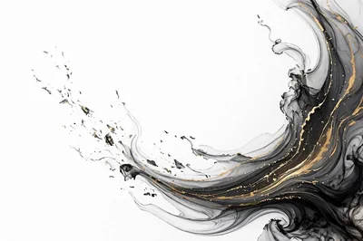 Abstract Black Ink And Gold Foil Swirls