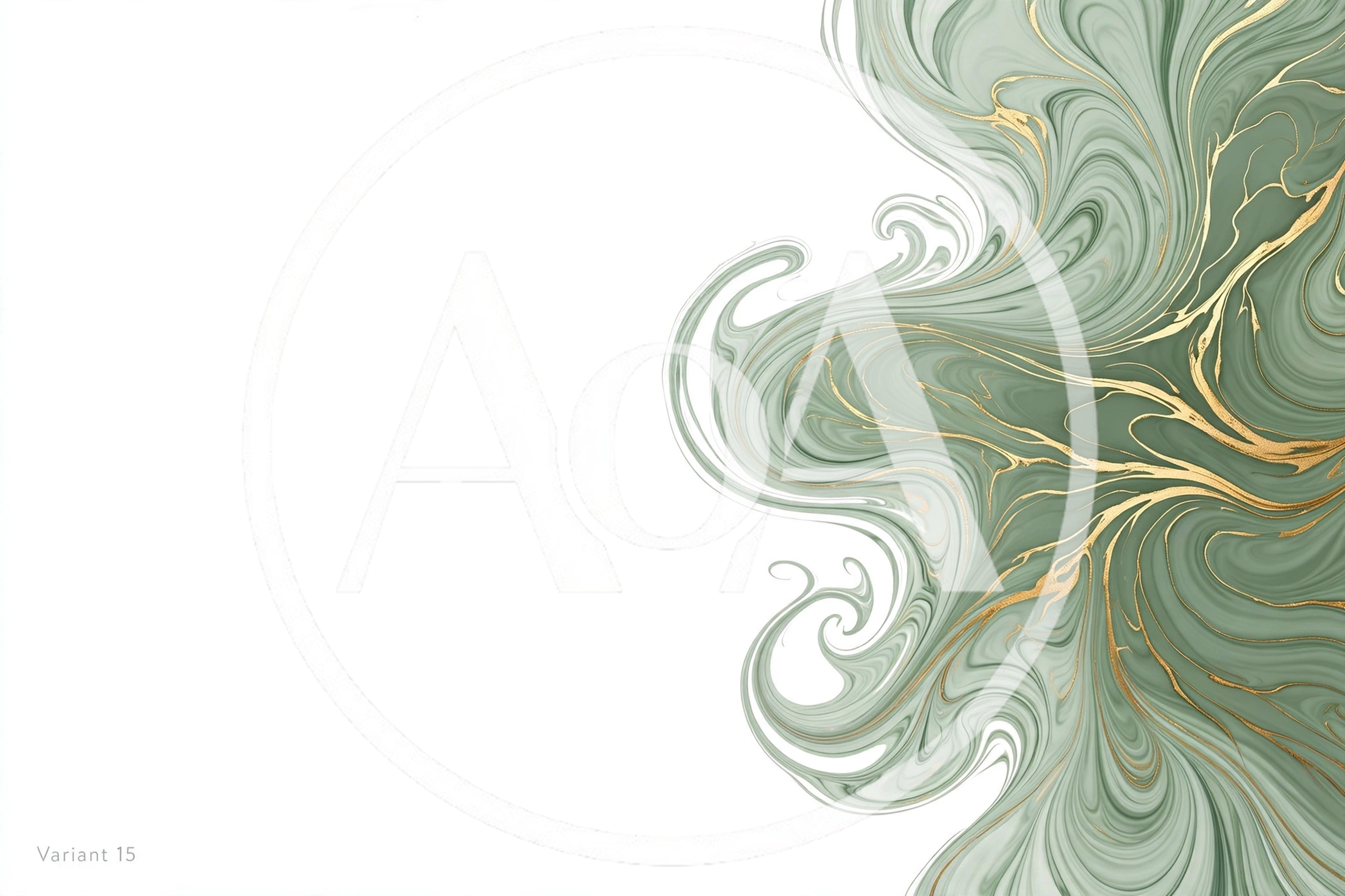Abstract Sage Green And Gold Marble Fluid Background