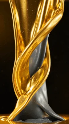 Gold and Silver Liquid Streams Twisting Together