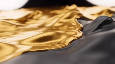Abstract Gold and Black Liquid Waves Flowing