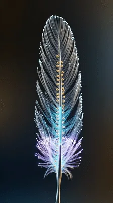 Fiber Optic Feather Lamp Glowing With Changing Colors