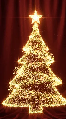 Golden Glitter Particles Forming A Christmas Tree