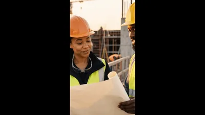 Female Engineer Discussing Construction Plans With Colleague