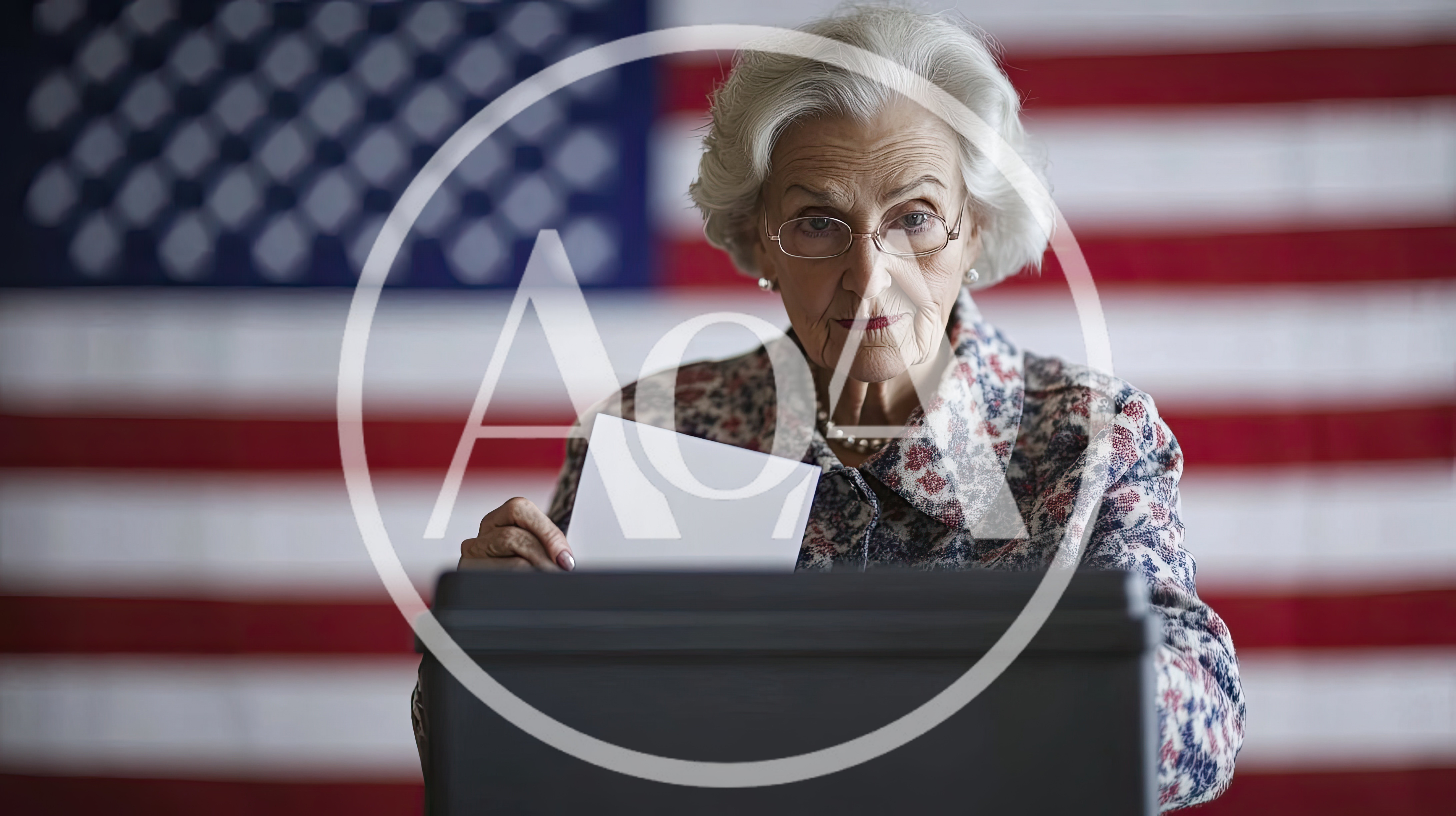 Elderly Woman Casting Her Vote In Election