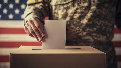 Military Personnel Casting A Vote In Election