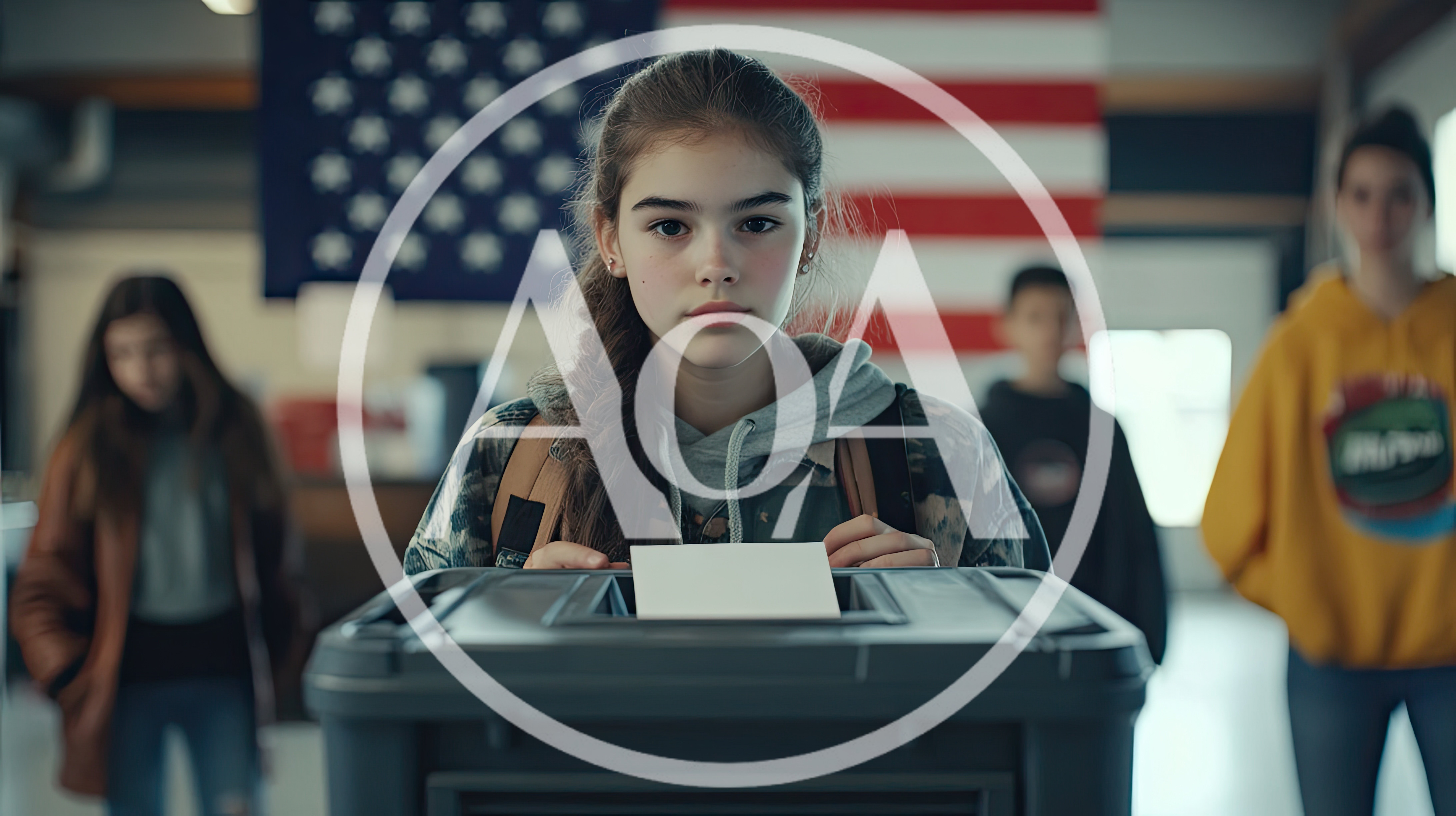 Young Girl Casting A Ballot In A School Election