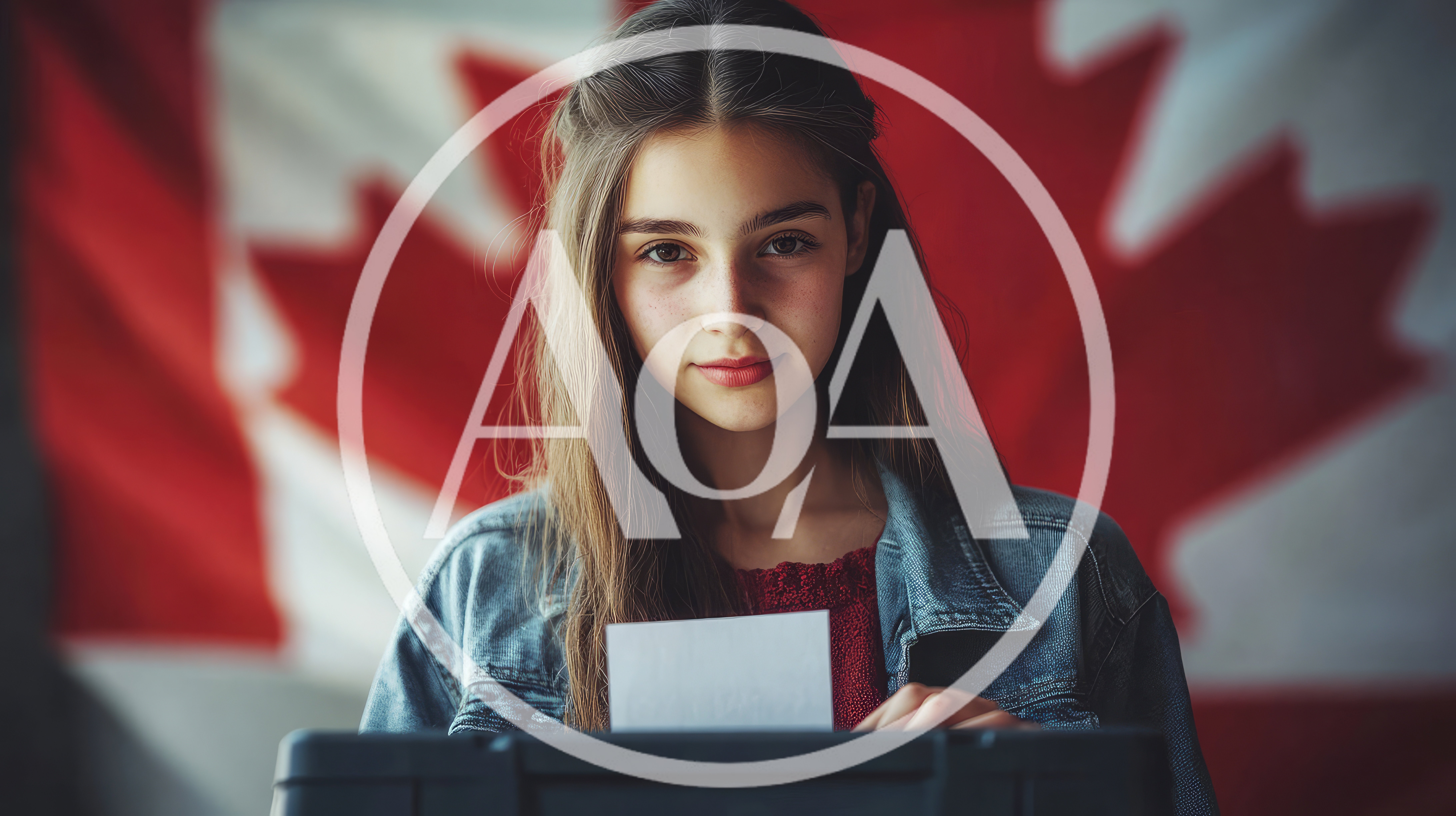 Young Girl Casting A Ballot In A Canadian Election
