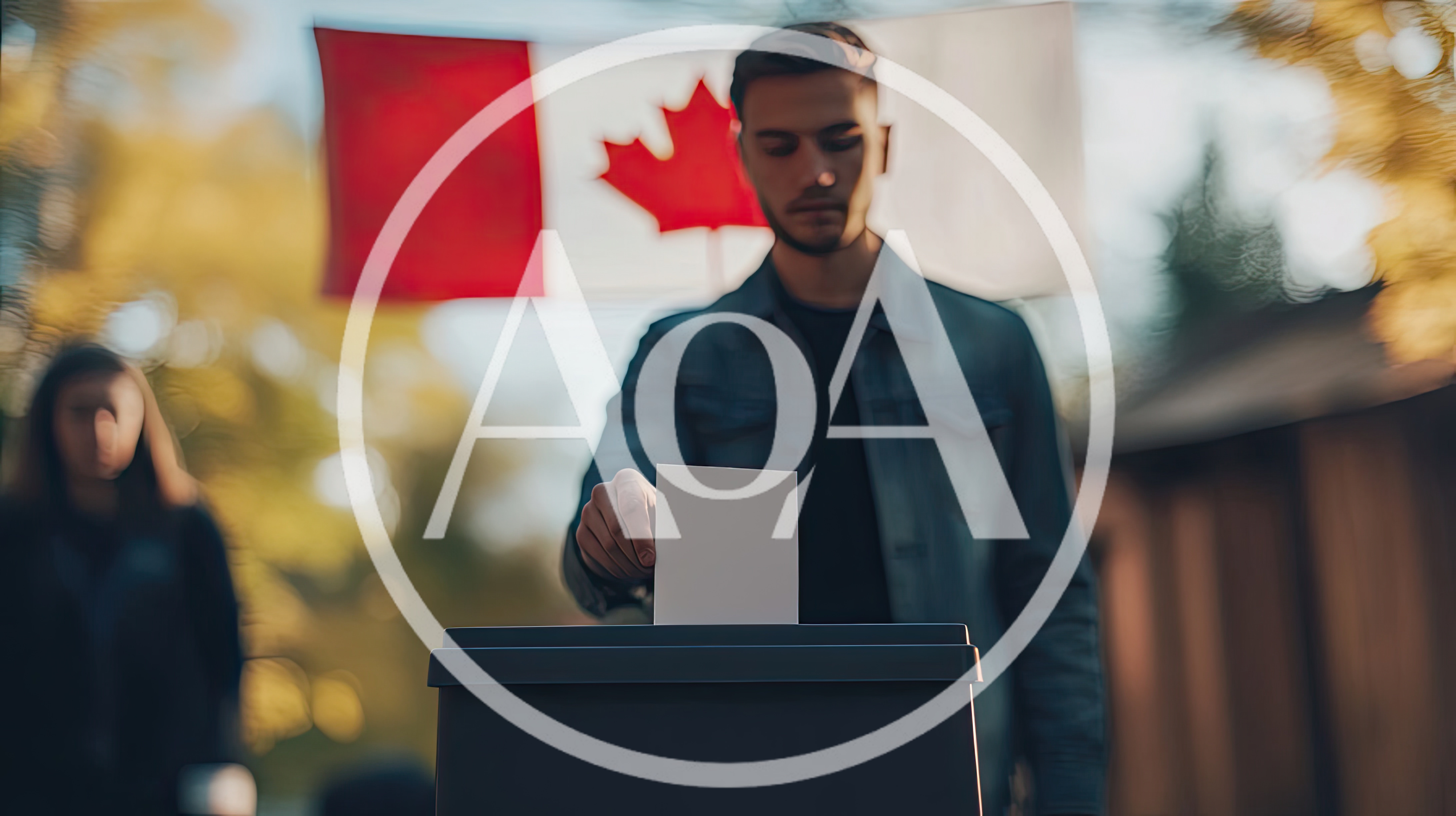 Young Man Casting A Ballot In A Canadian Election