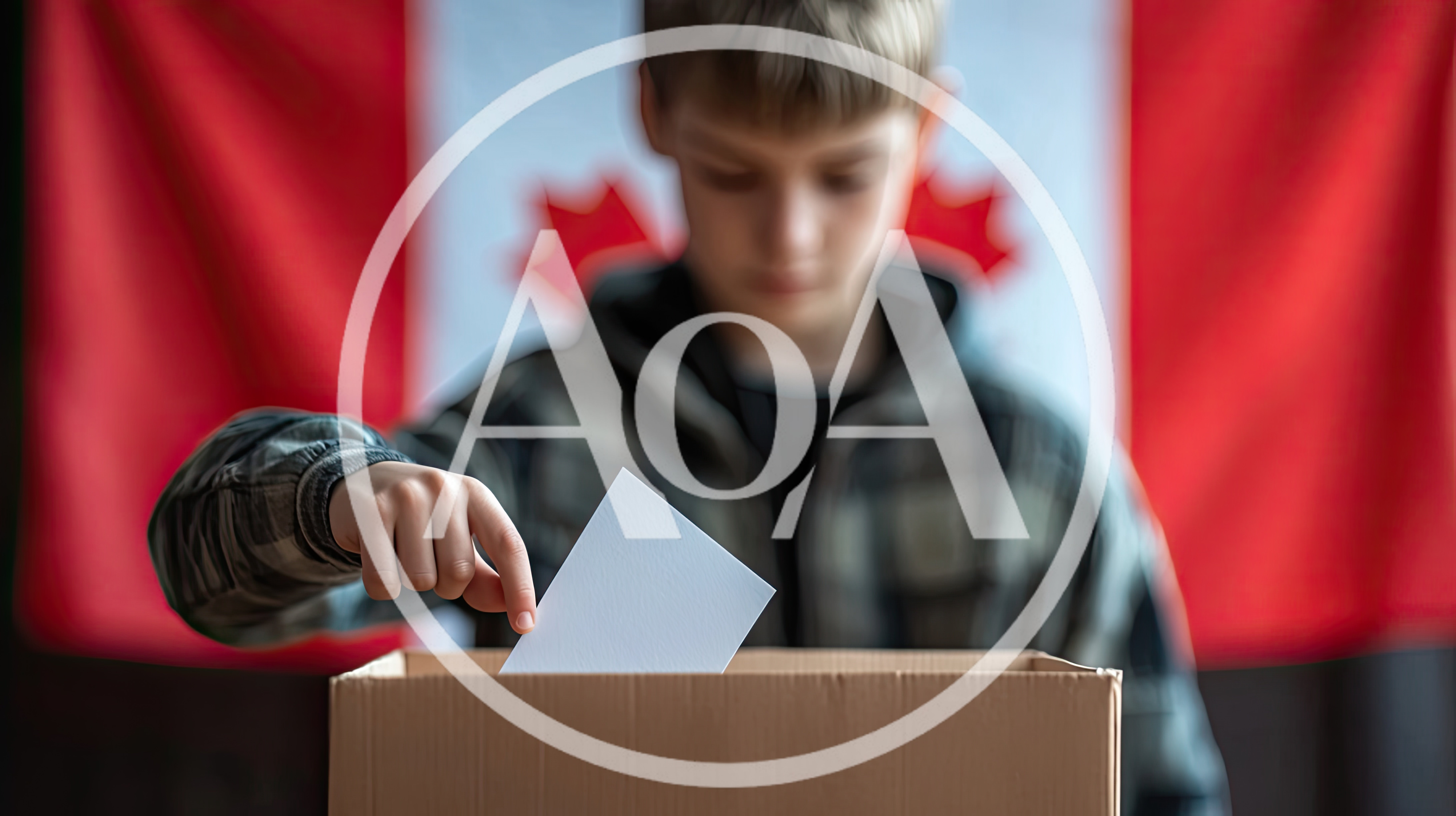 Young Boy Casting A Ballot In A Canadian Election