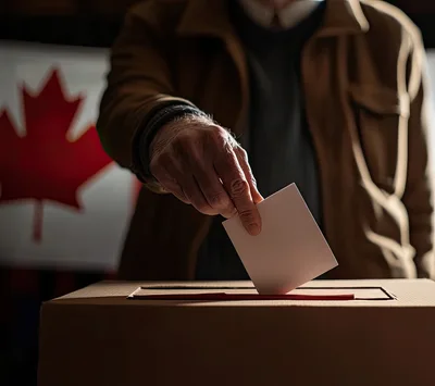 Senior Citizen Casting Vote in Canadian Election