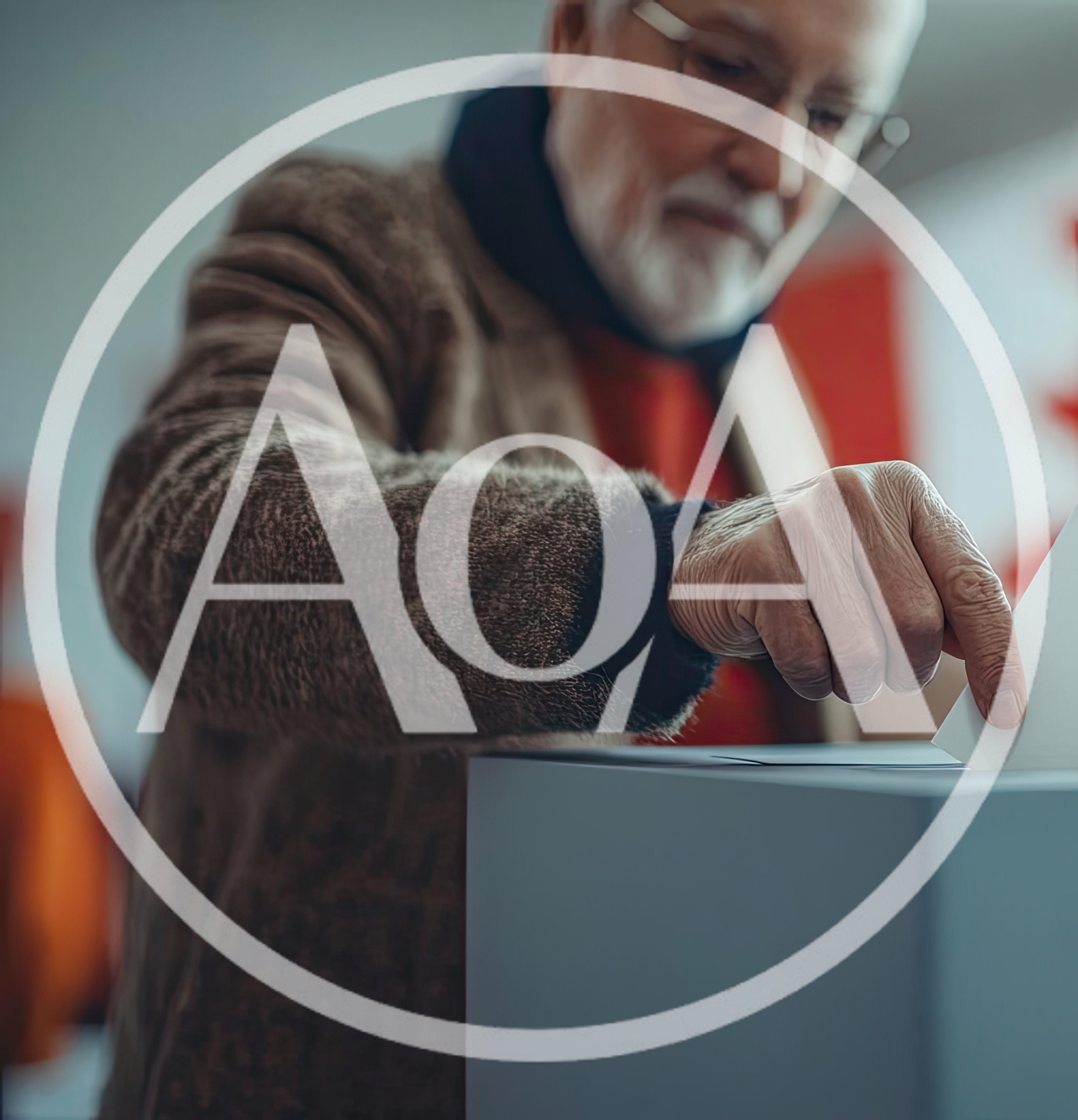 Elderly Man Casting Vote in Ballot Box