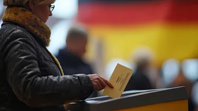 Woman Casting Her Vote In A German Election