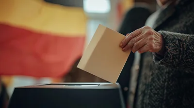 Elderly Person Casting A Vote In An Election