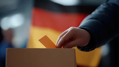 Person Casting A Vote In A German Election