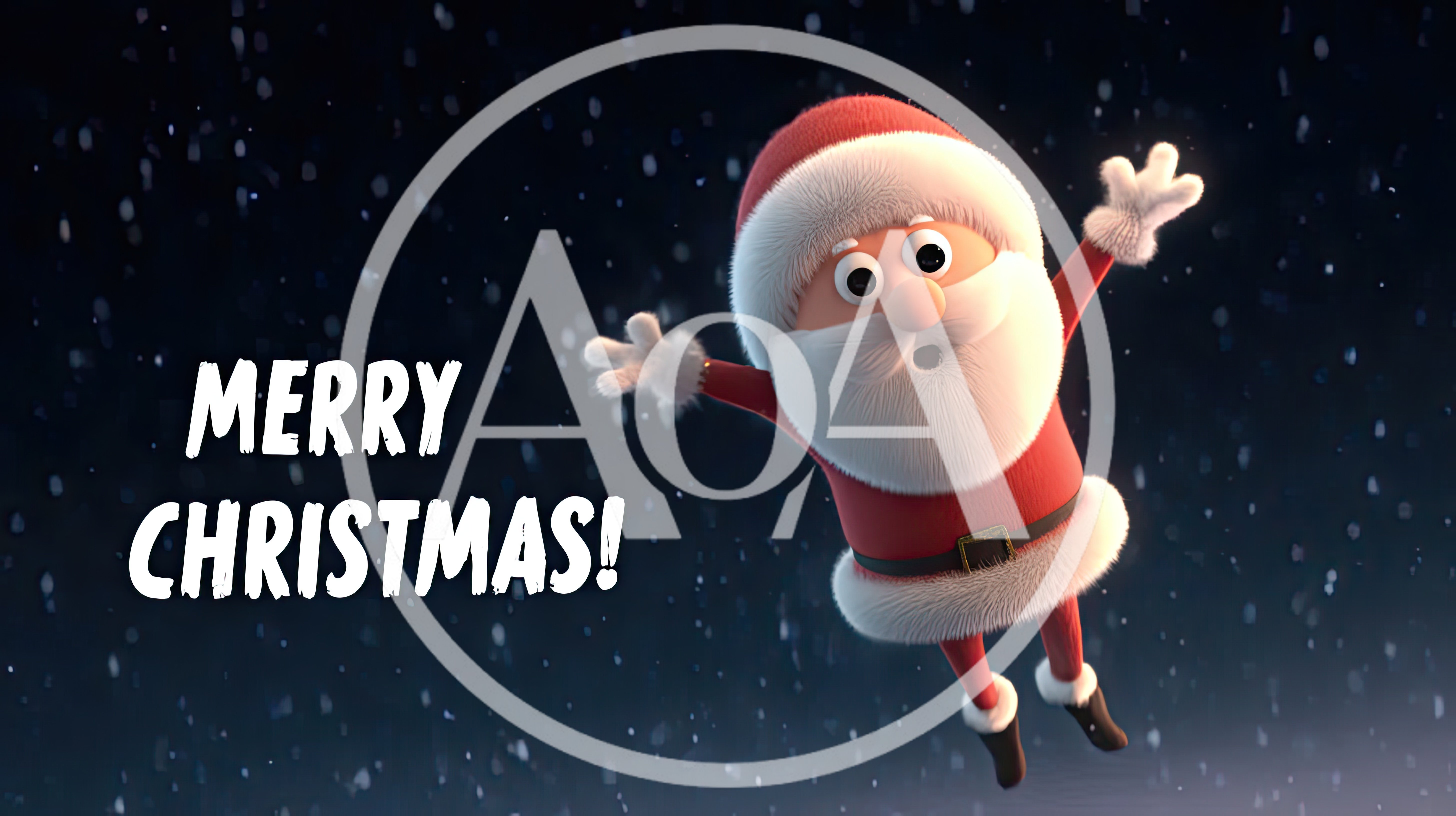 3D Animated Santa Claus Floating In Snow