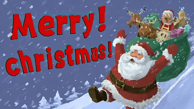 Santa Claus Carrying A Sack Of Gifts In Snow