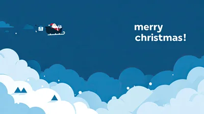 Santa Claus Flying In Sleigh Over Clouds