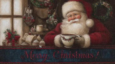 Santa Claus Holding A Cup Of Hot Cocoa