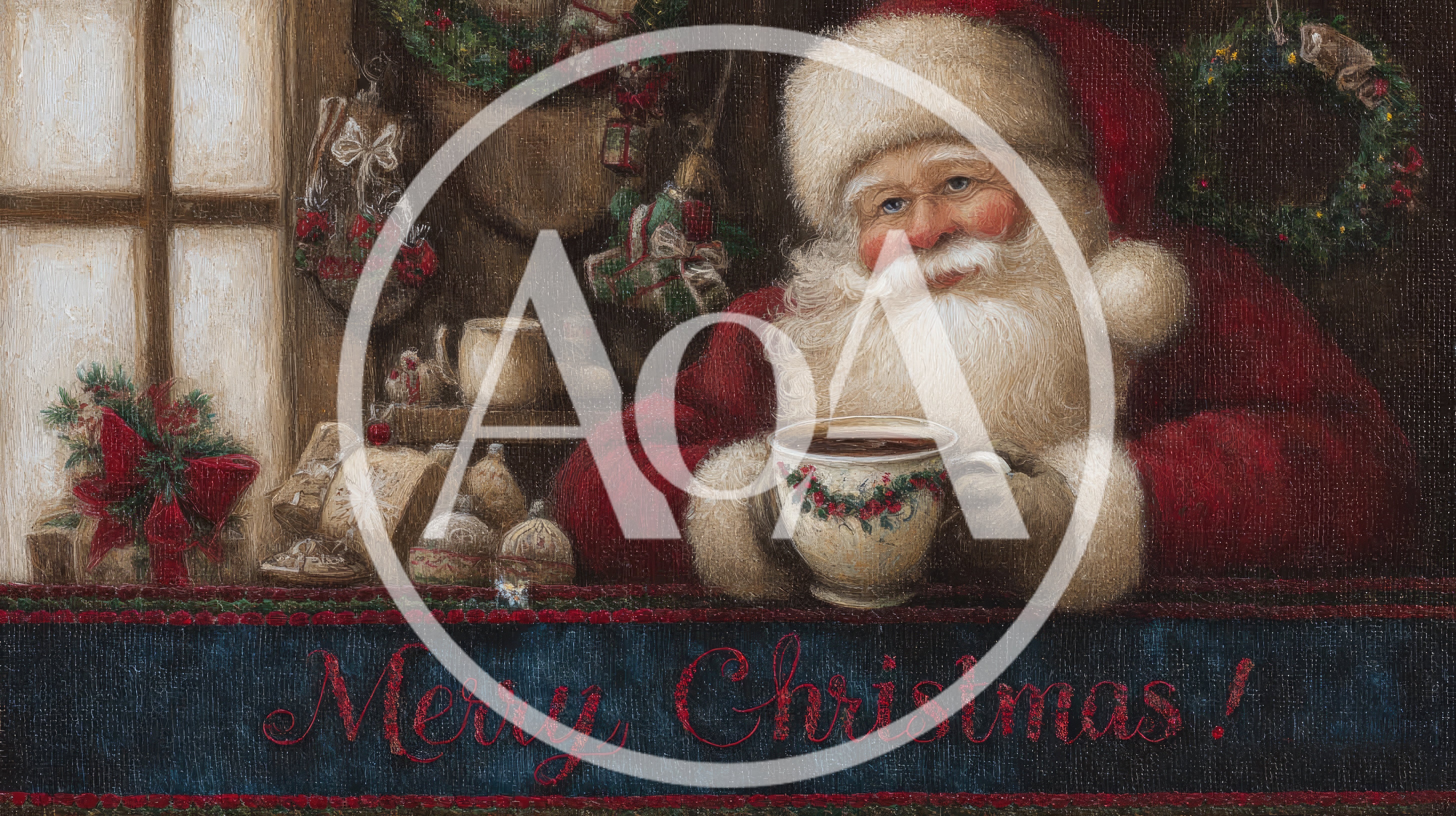 Santa Claus Holding A Cup Of Hot Cocoa