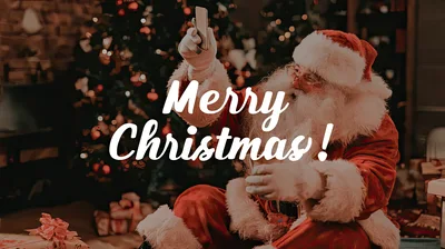 Santa Claus Taking A Selfie In Front Of Christmas Tree