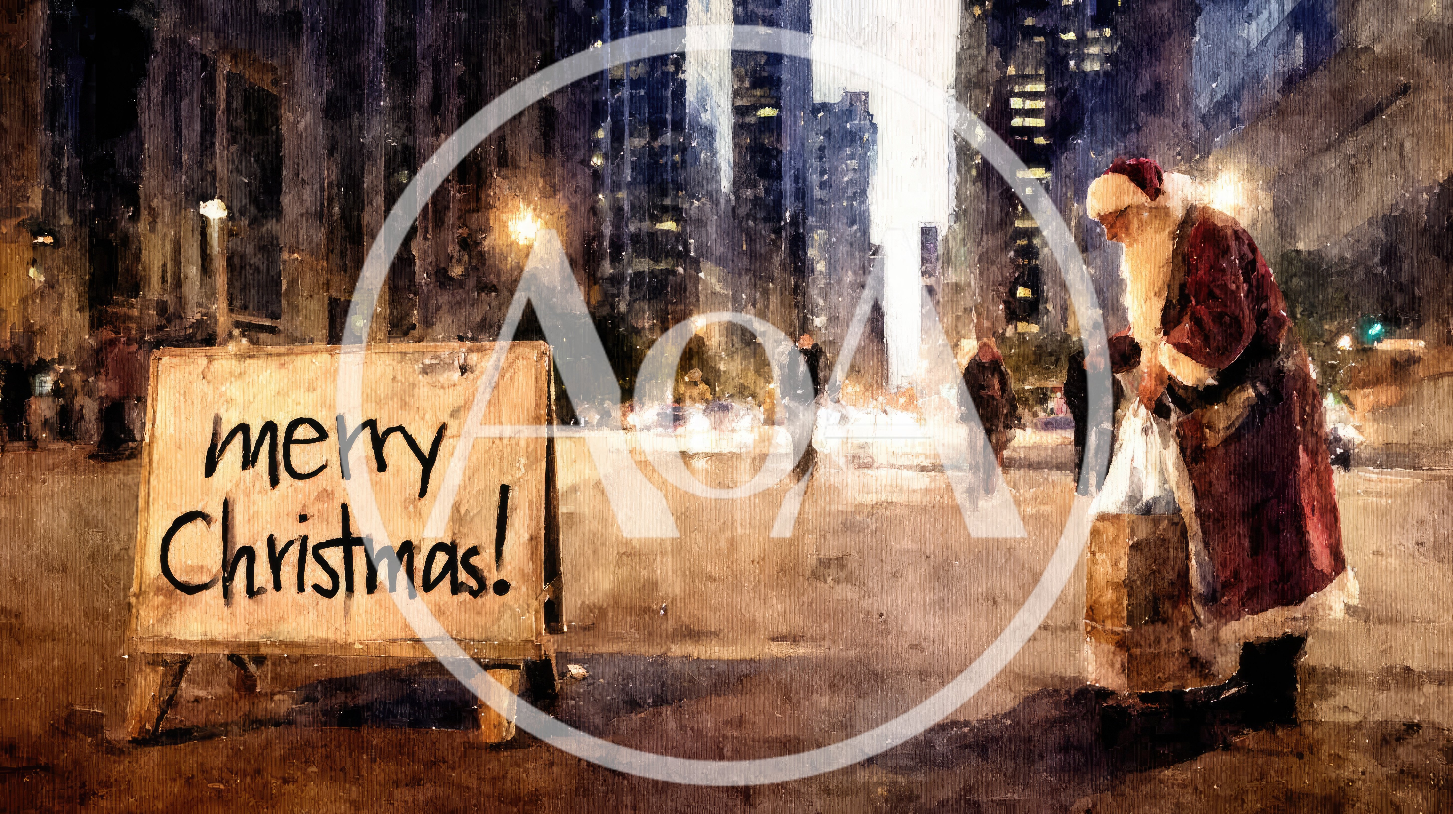 Santa Claus Standing on a City Street