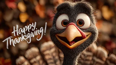 Animated Cartoon Turkey Wishing Happy Thanksgiving