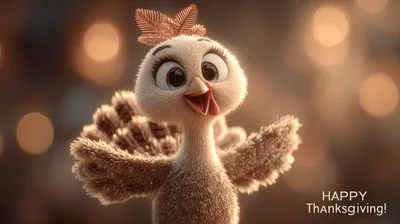 Cute Cartoon Turkey Character Celebrating Thanksgiving