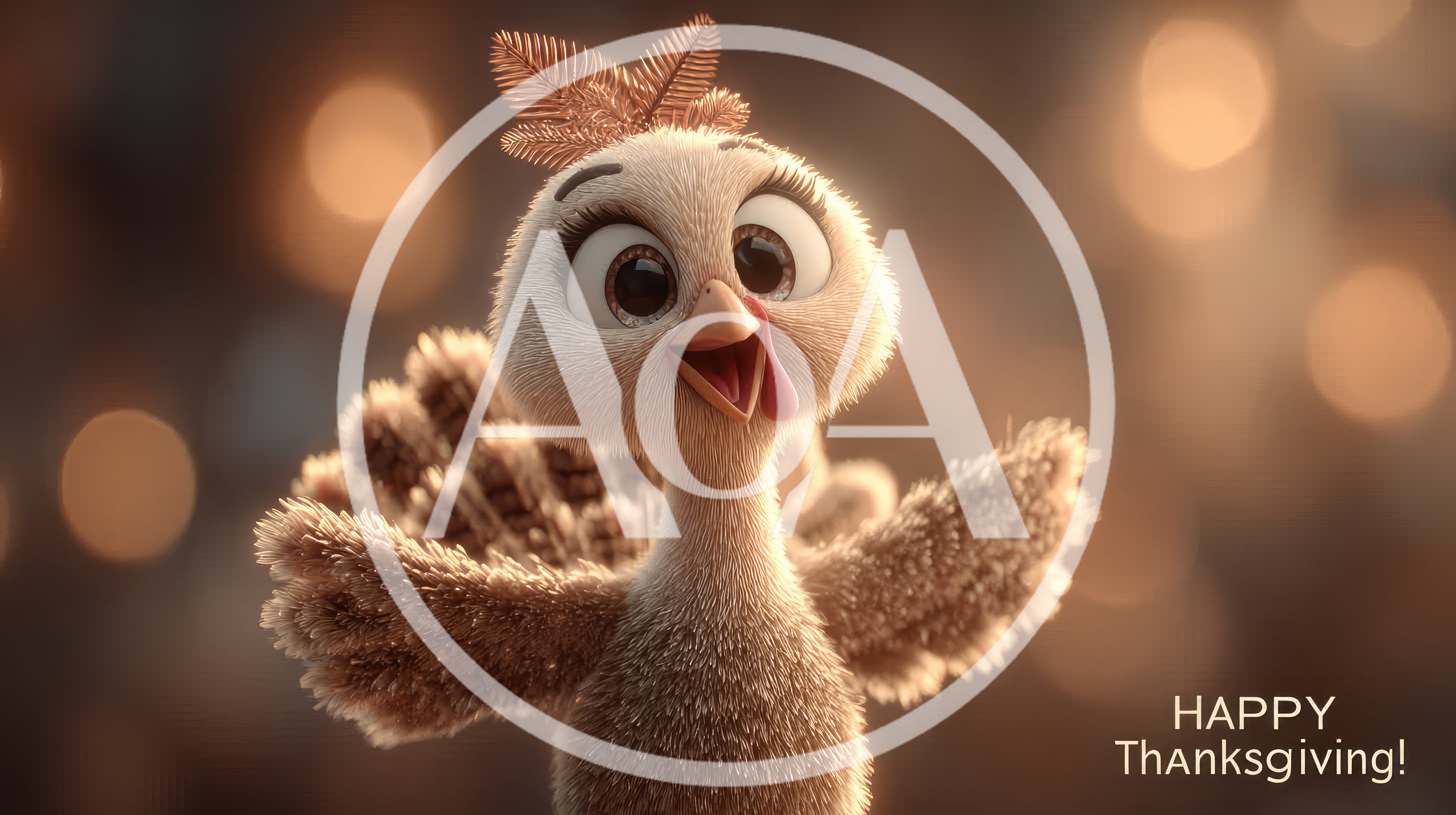 Cute Cartoon Turkey Character Celebrating Thanksgiving