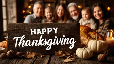 Family Celebrating Thanksgiving Dinner Together