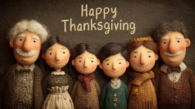 Handcrafted Felt Doll Family Portrait For Thanksgiving