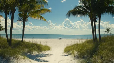Tropical Beach Path Leading To The Ocean