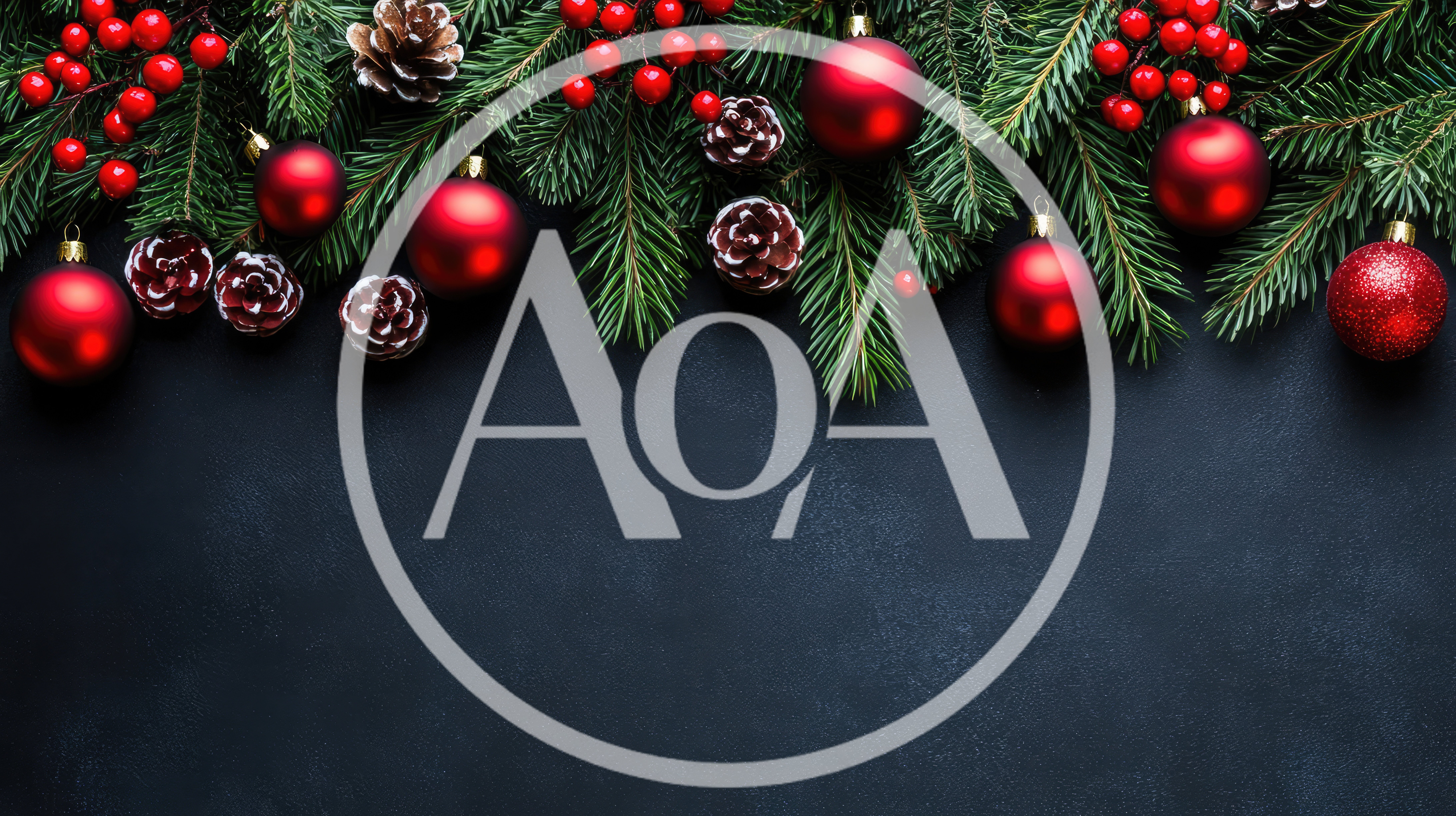 Christmas Decorations With Red Ornaments And Pine Branches
