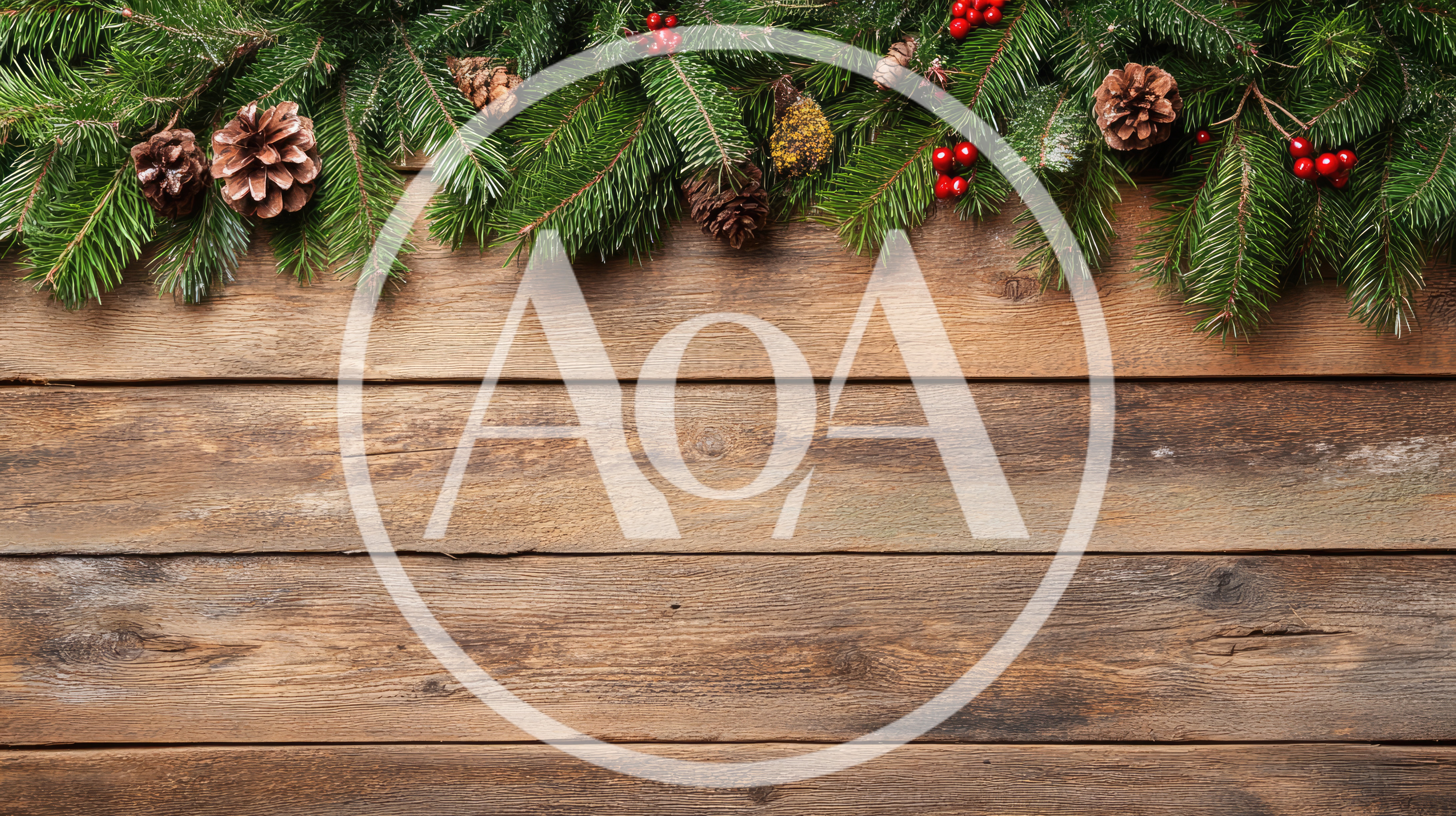 Christmas Pine Branches With Pinecones On Wooden Background