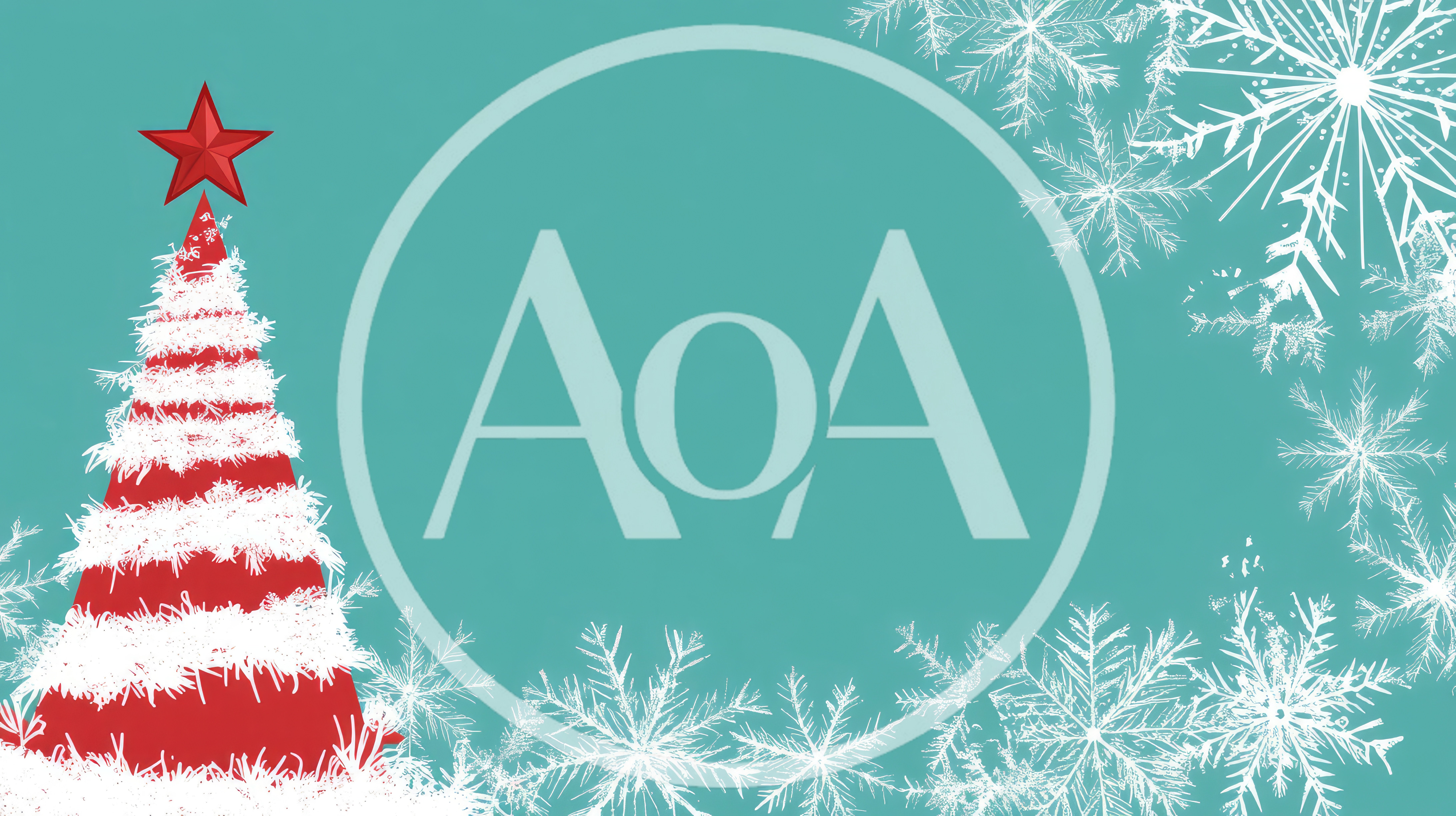 Christmas Tree With Red And White Stripes And Snowflakes